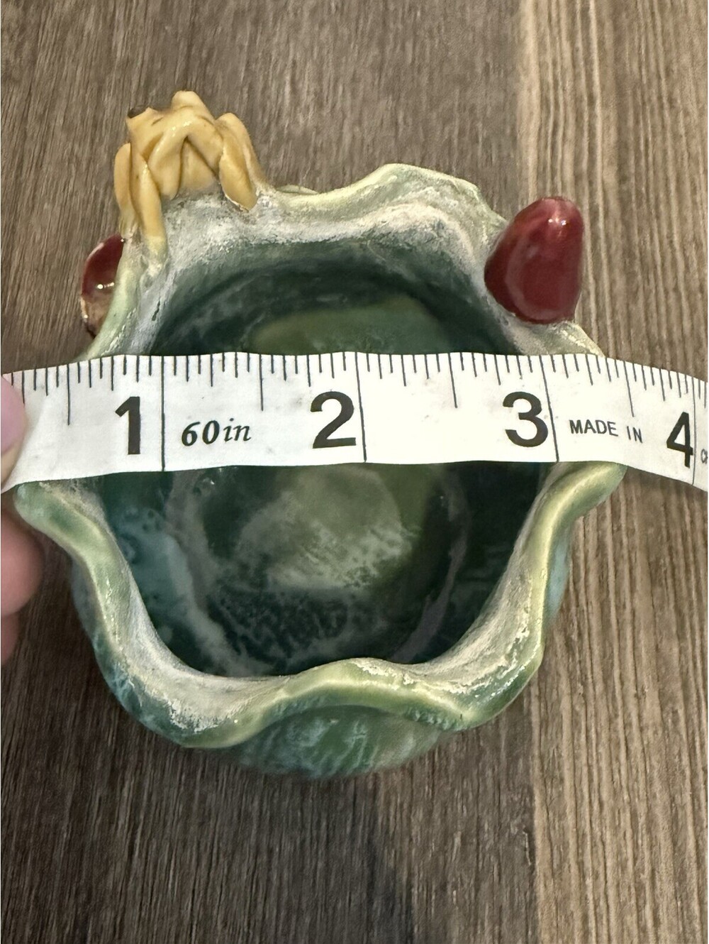 Majolica Art Pottery Frog Lilly pad small Planter Pot Succulents - Picture 3 of 8
